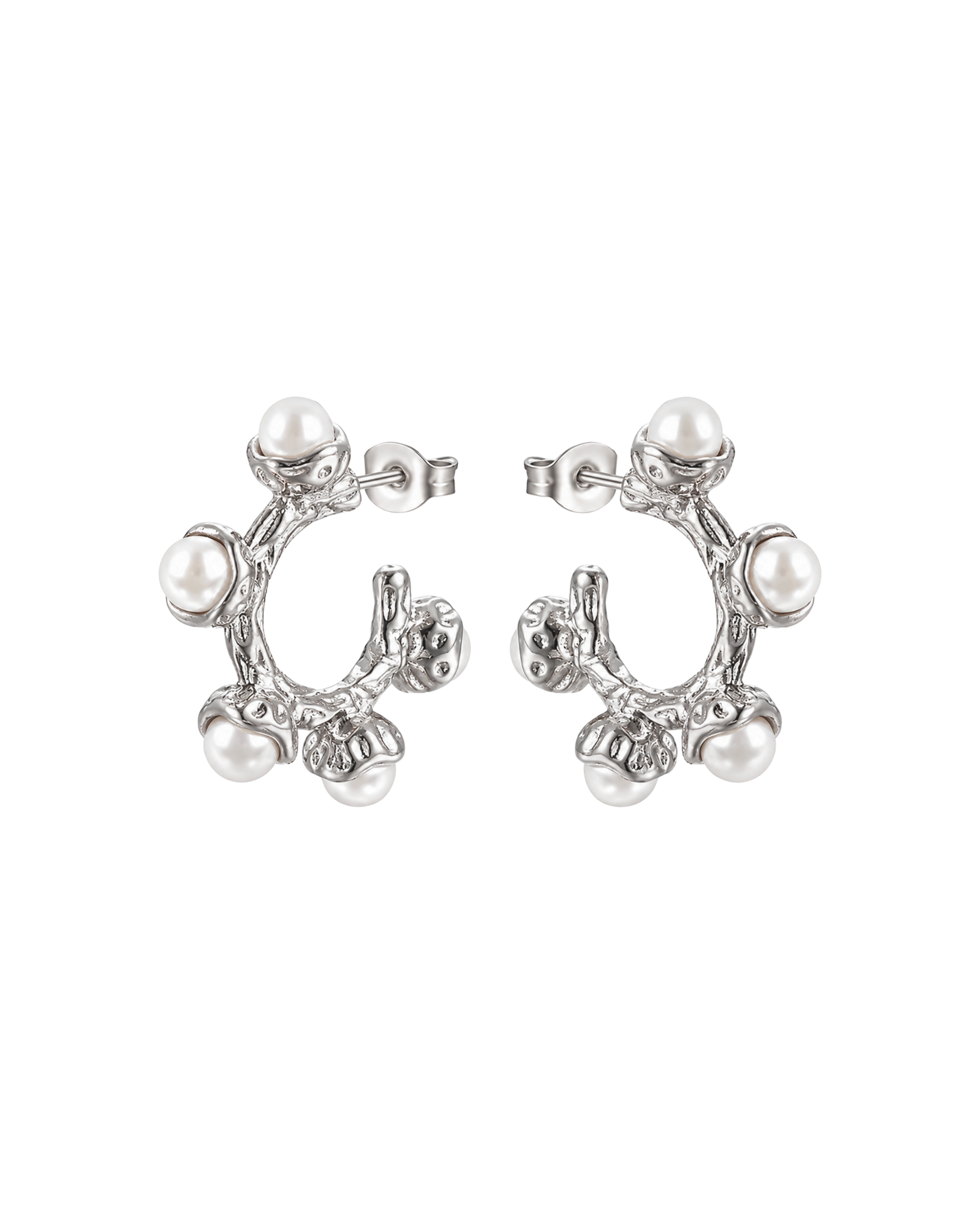 DENDRA PEARL STUD HOOP EARRINGS