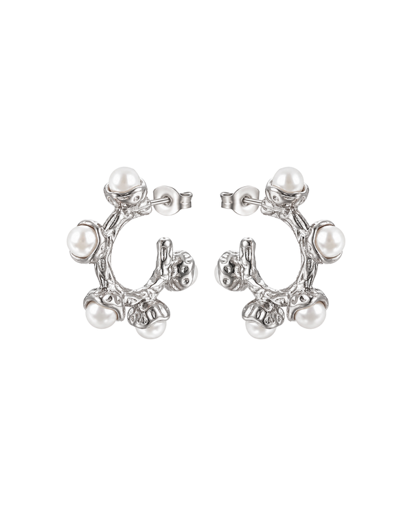 DENDRA PEARL STUD HOOP EARRINGS