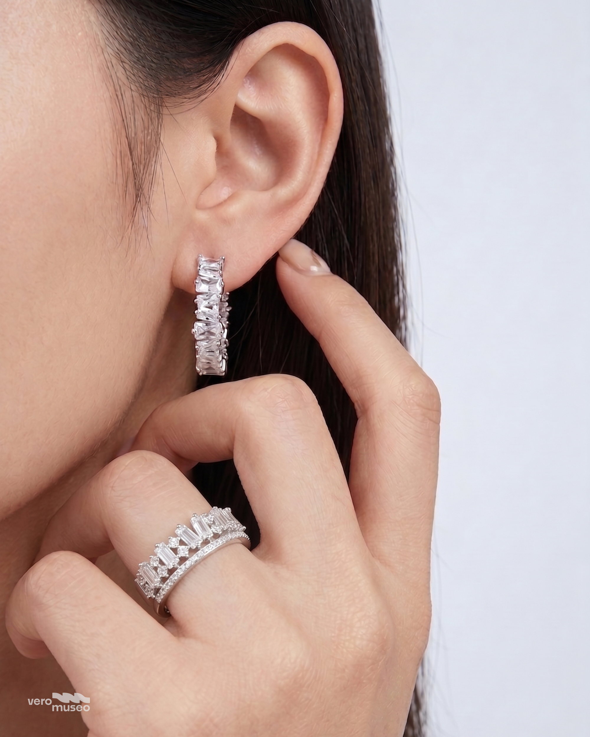 NEVER ETERNITY STUD HOOP EARRINGS