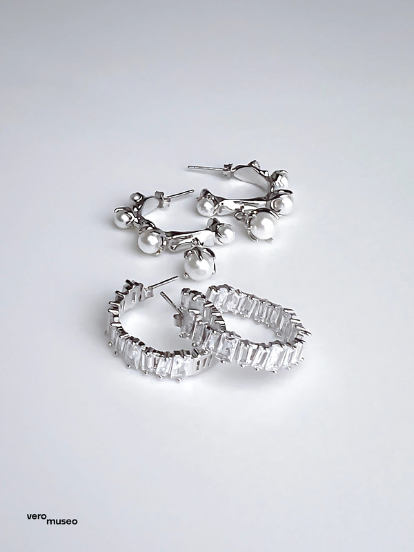 NEVER ETERNITY STUD HOOP EARRINGS