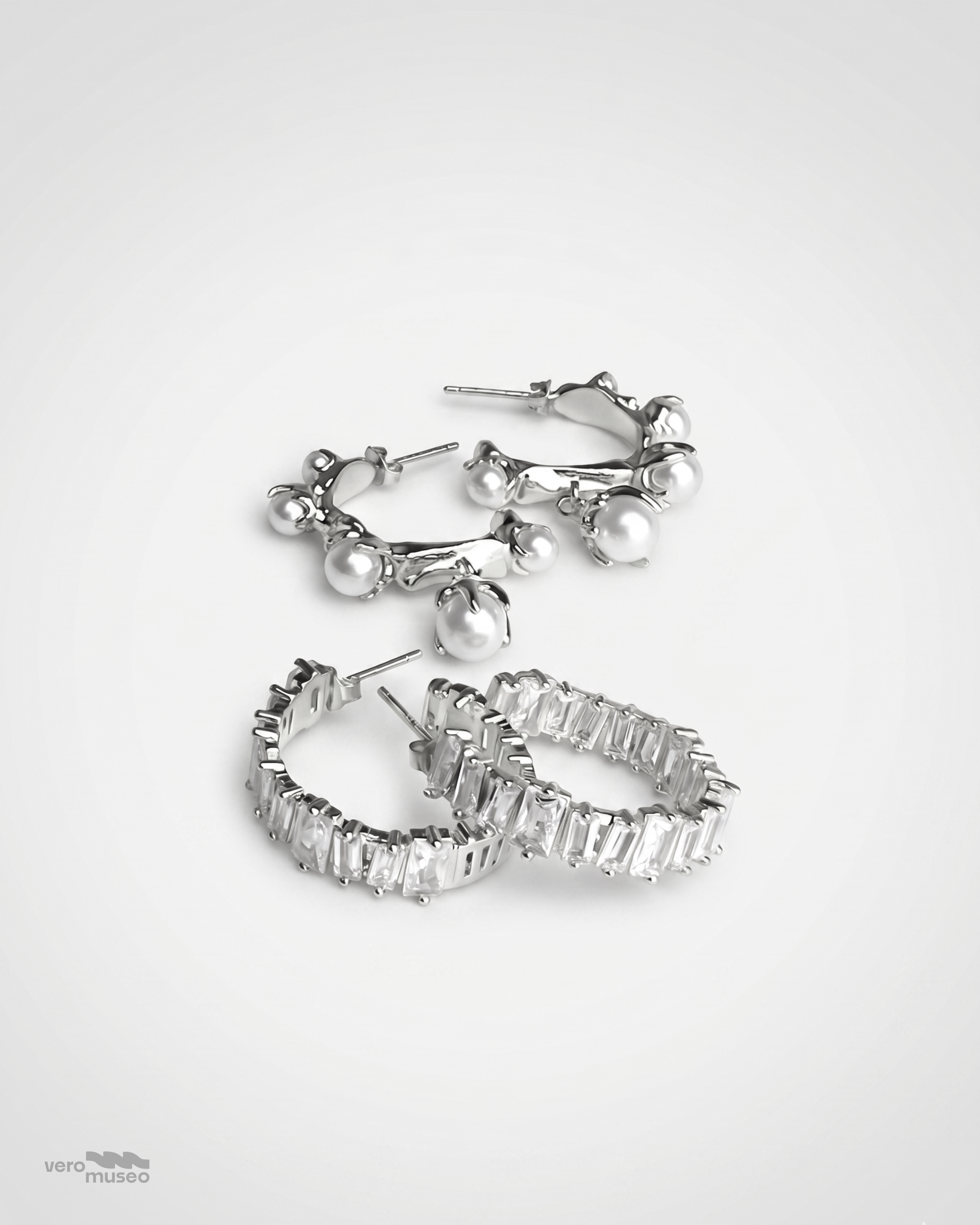 NEVER ETERNITY STUD HOOP EARRINGS