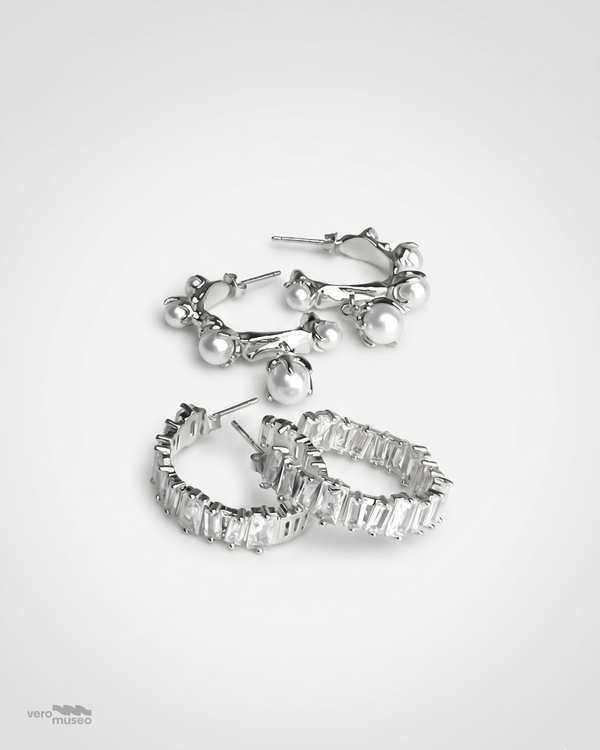 NEVER ETERNITY STUD HOOP EARRINGS